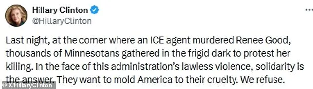 Hillary Clinton Condemns ICE Shooting in Minnesota, Calls Death a 'Murder' Amid Controversy