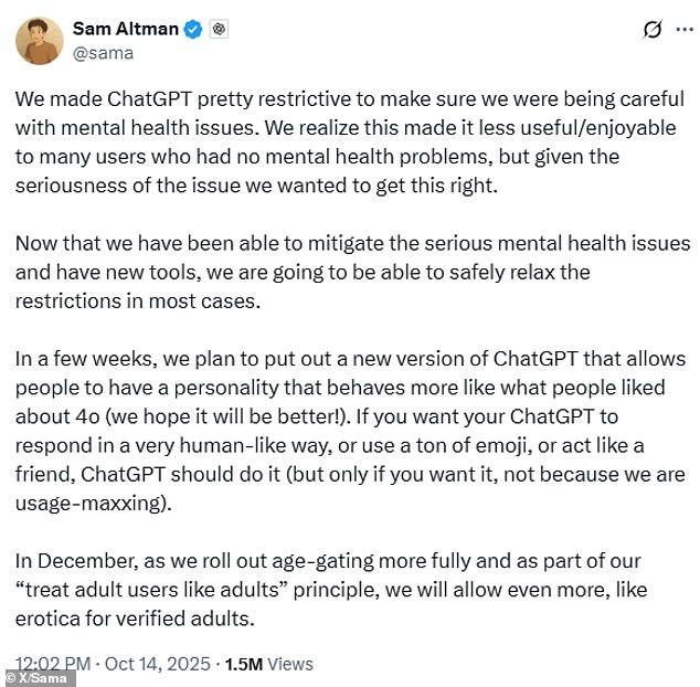 Sam Altman's Controversial Plan to Introduce 'Erotica for Verified Adults' in ChatGPT's December Update Sparks Debate Over AI Ethics and Public Safety
